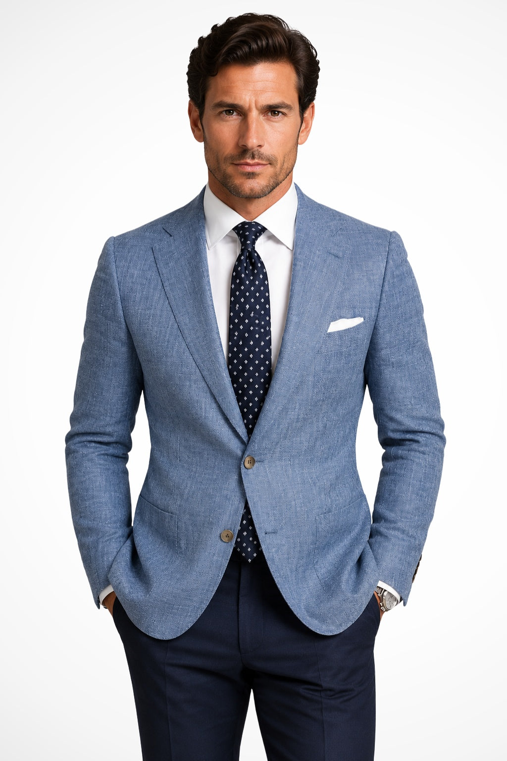 Eduardo | Blazer de Lino Texturizado Hombre Solapa Pico