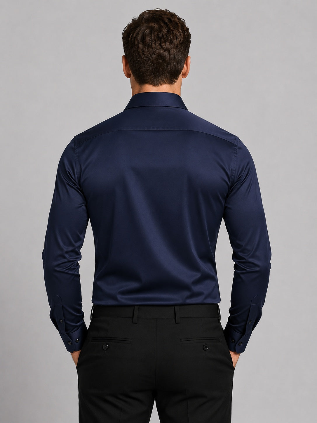 Eduardo | Camisa de Satén Slim Fit Hombre de Manga Larga Elegante