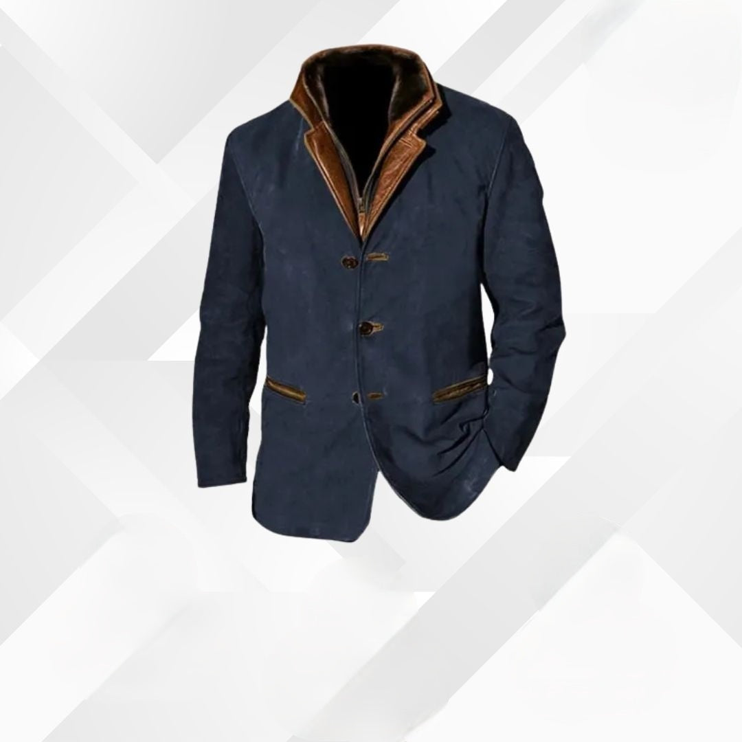 Eduardo | Chaqueta de Ante Hombre con Detalles de Cuero Elegante