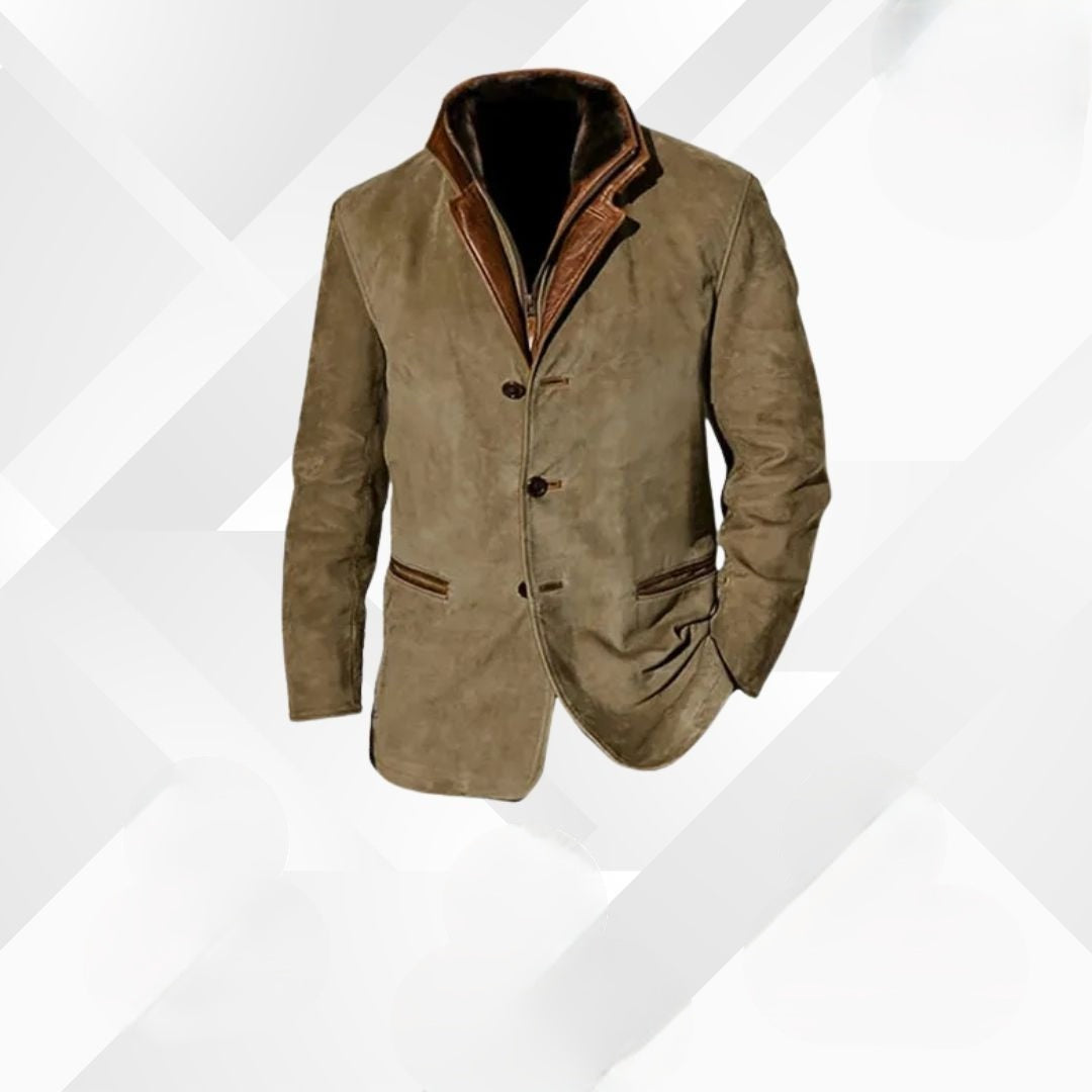 Eduardo | Chaqueta de Ante Hombre con Detalles de Cuero Elegante