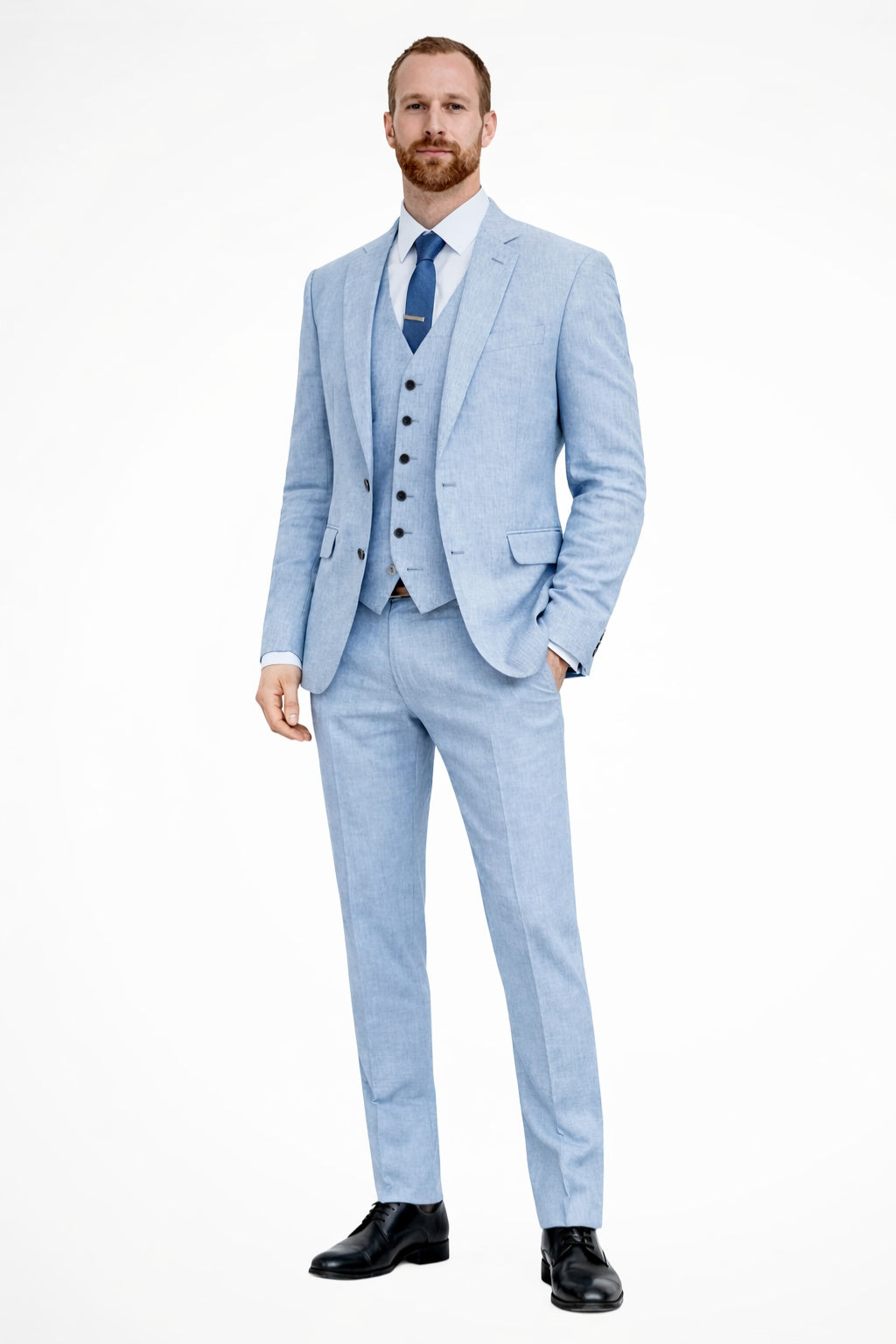 Eduardo | Traje de Tres Piezas de Lino Hombre Chaqueta Chaleco Pantalón