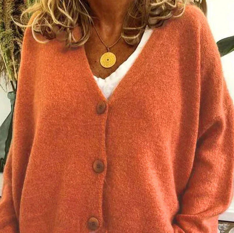 Elena | Jersey Fino de Punto Mujer Cuello en V con Botones