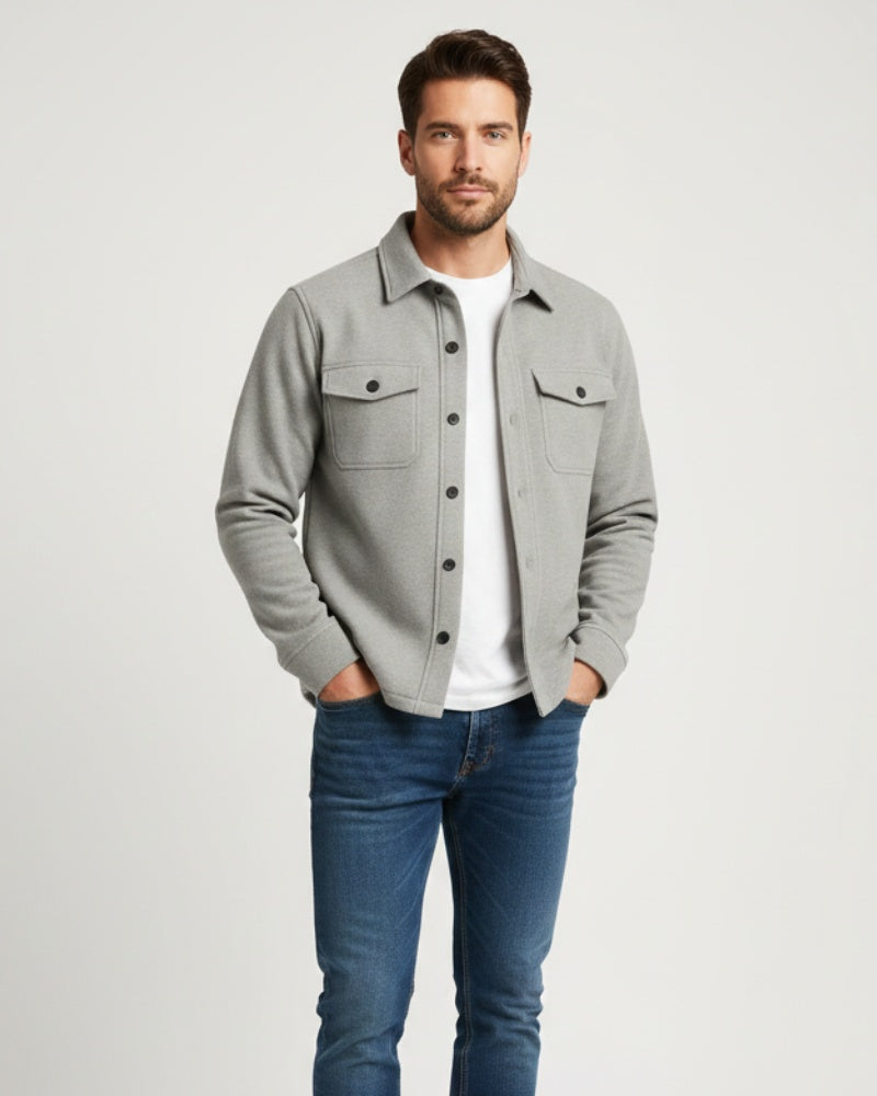 Emilio | Overshirt de Mezcla de Algodón Hombre Bolsillos Pecho Corte Regular