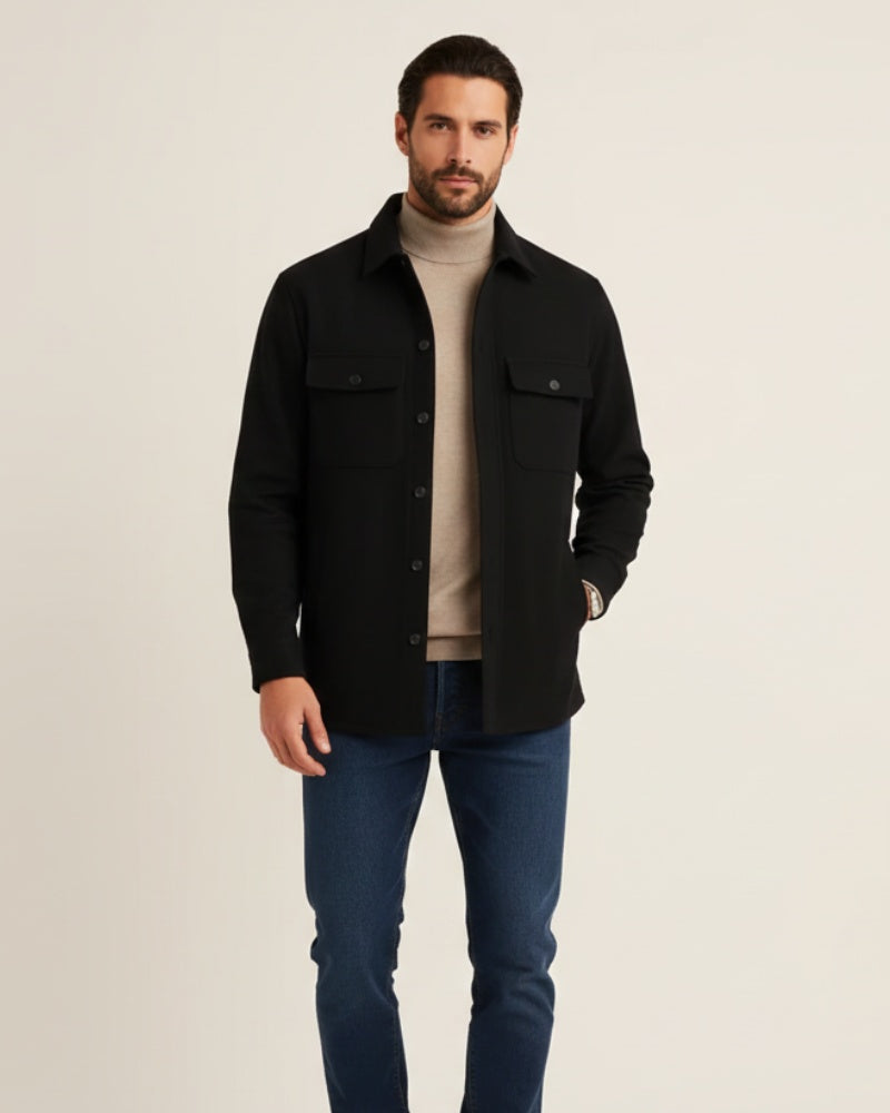 Emilio | Overshirt de Mezcla de Algodón Hombre Bolsillos Pecho Corte Regular