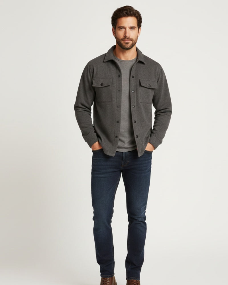 Emilio | Overshirt de Mezcla de Algodón Hombre Bolsillos Pecho Corte Regular