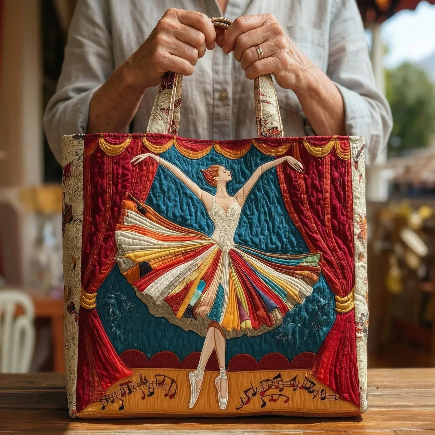 Encarnación | Bolso Tote Acolchado Hecho a Mano Mujer Piano