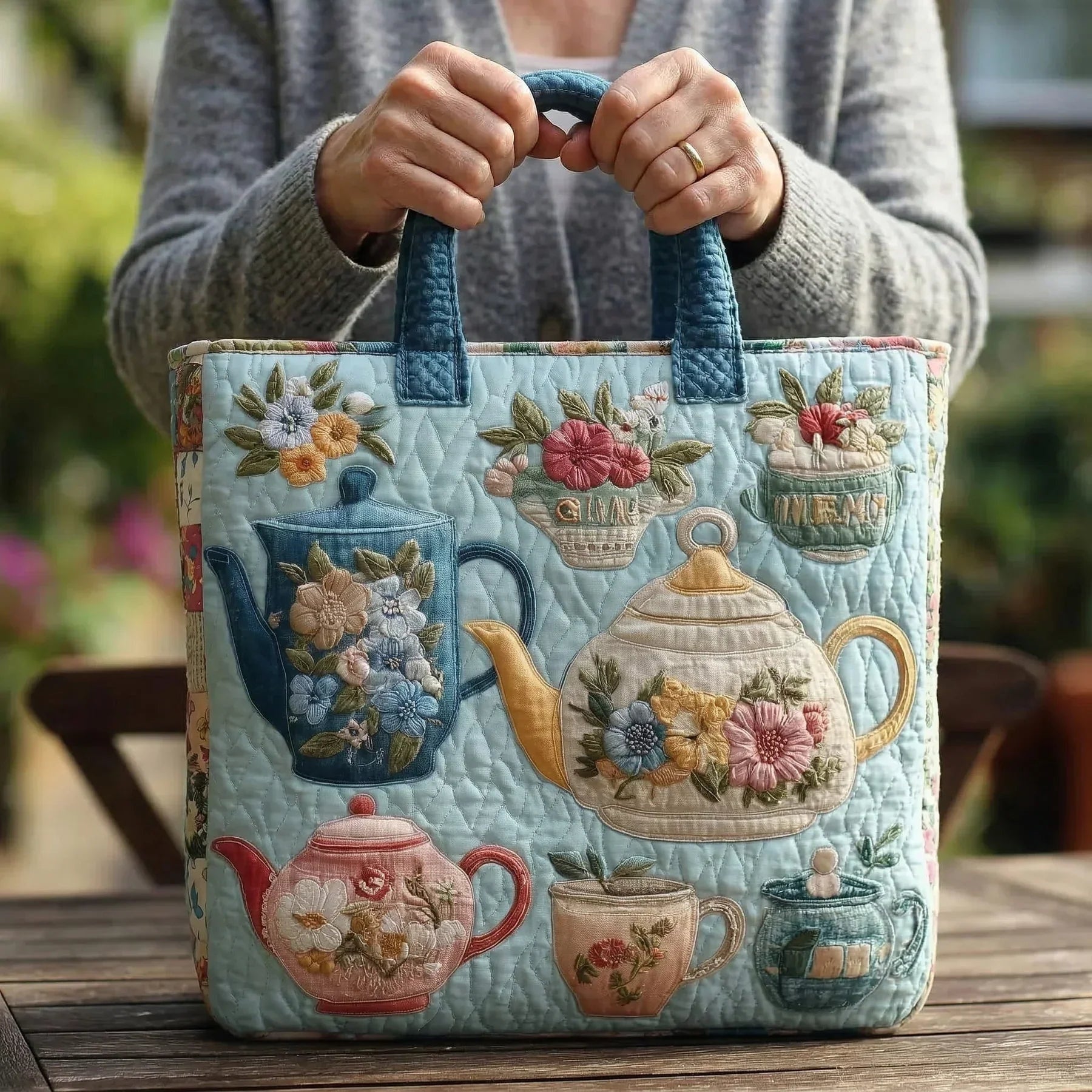 Encarnación | Bolso Tote Acolchado Hecho a Mano Mujer Piano
