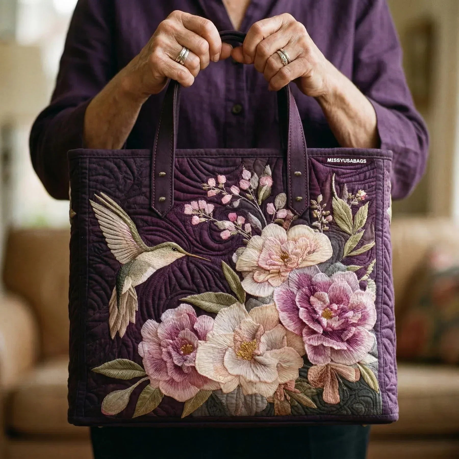 Encarnación | Bolso Tote Acolchado Hecho a Mano Mujer Piano