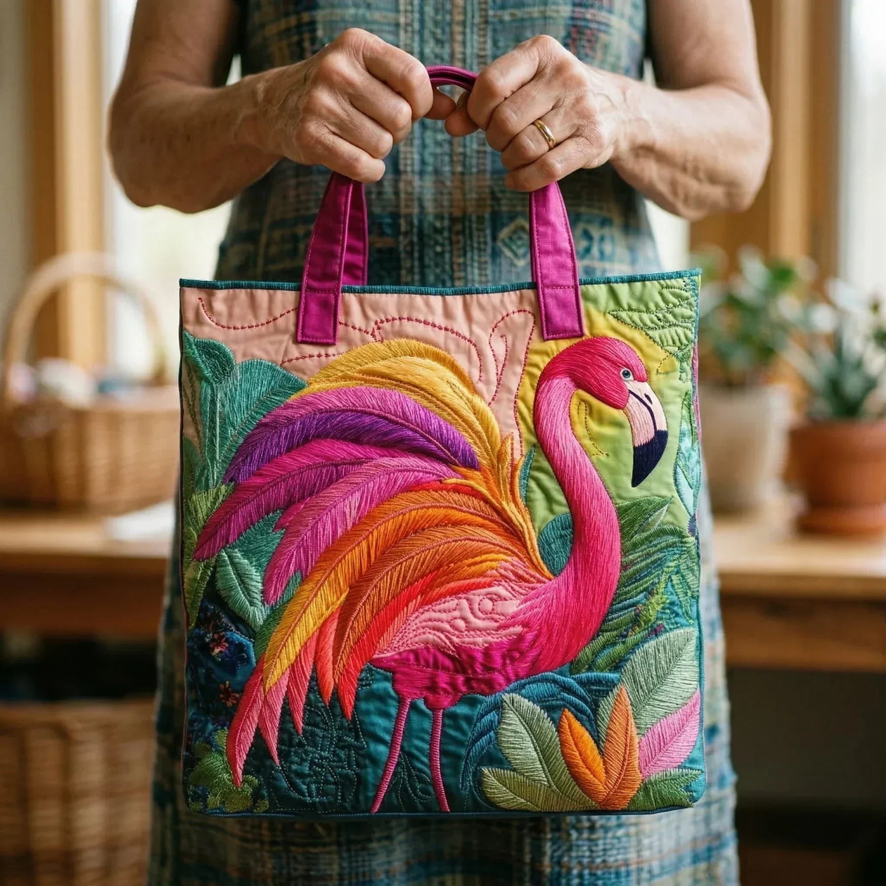 Encarnación | Bolso Tote Acolchado Hecho a Mano Mujer Piano