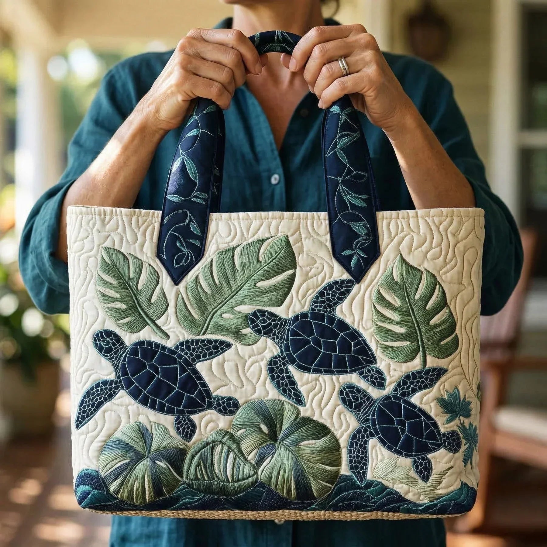 Encarnación | Bolso Tote Acolchado Hecho a Mano Mujer Piano