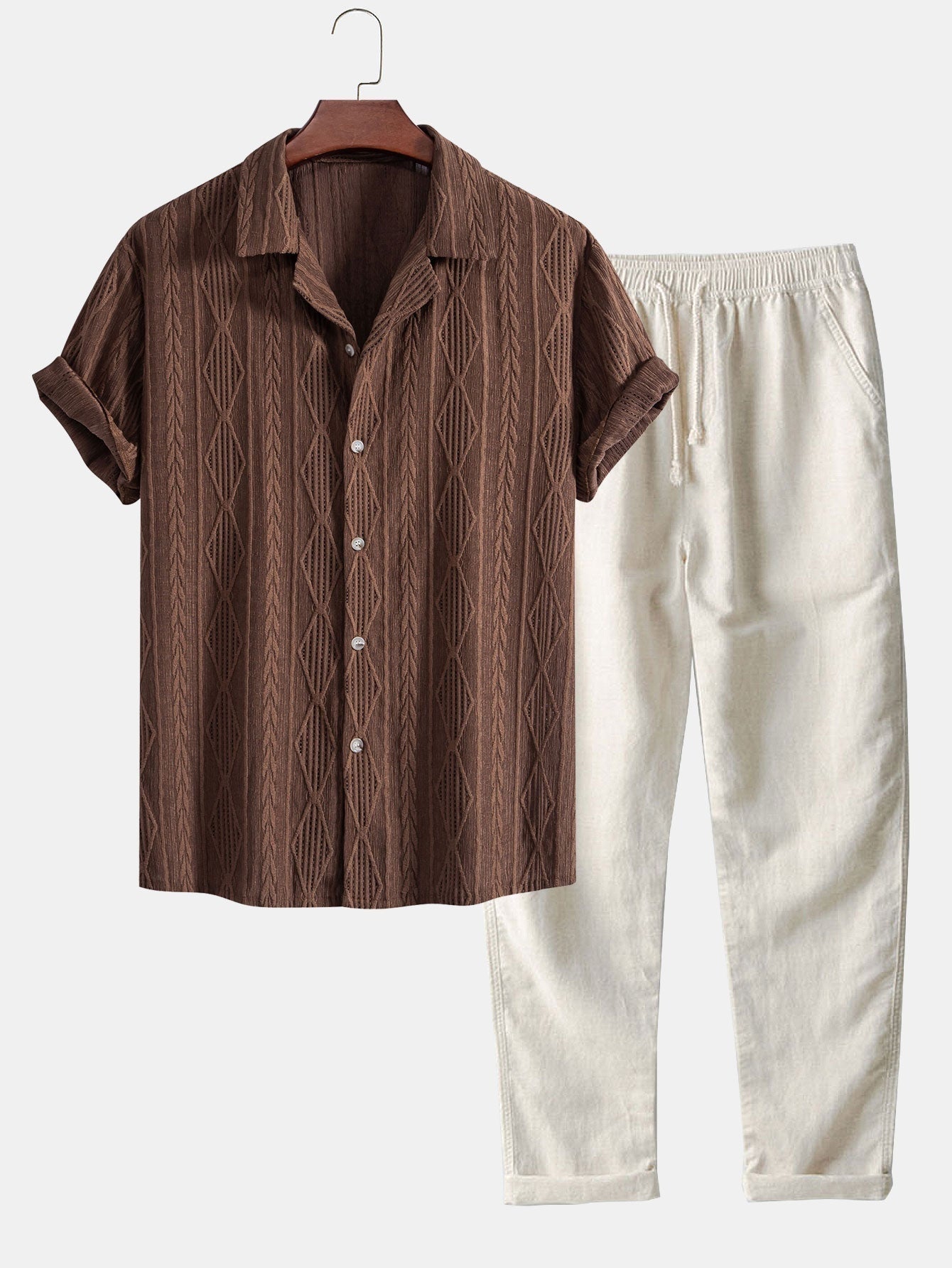 Enrique | Conjunto de Manga Corta Texturizado Hombre Cordón Ajustable