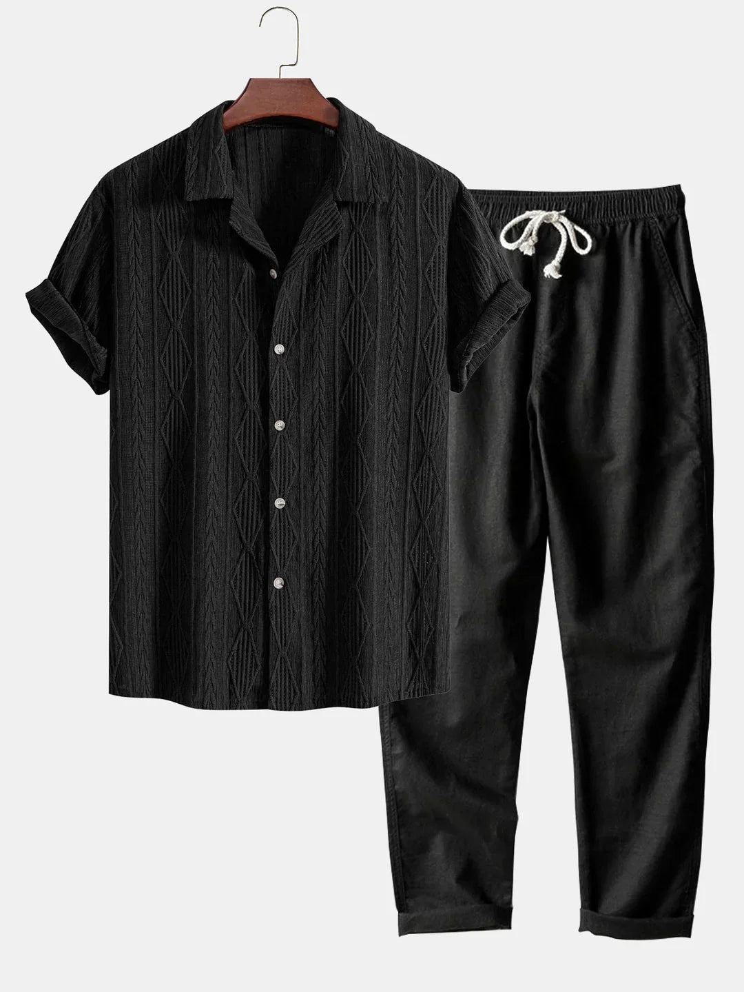 Enrique | Conjunto de Manga Corta Texturizado Hombre Cordón Ajustable