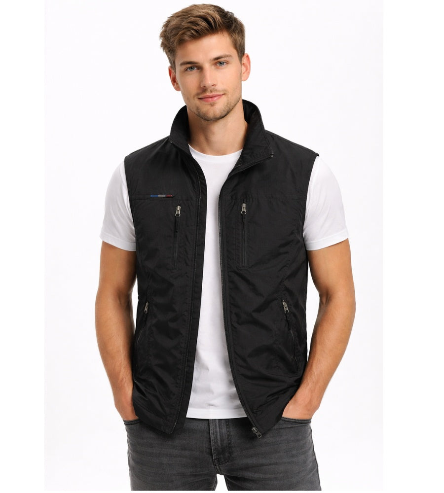 Ernesto | Gilet Multipocket con Cremallera Hombre Cuello Alto