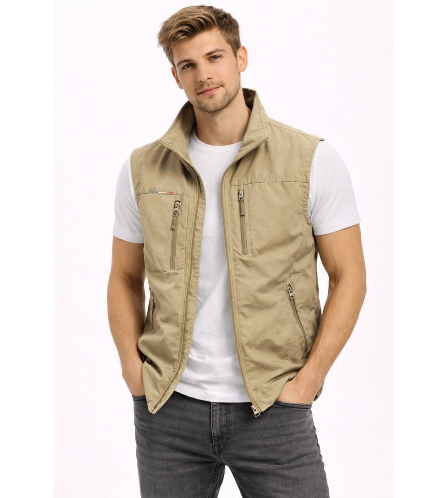 Ernesto | Gilet Multipocket con Cremallera Hombre Cuello Alto