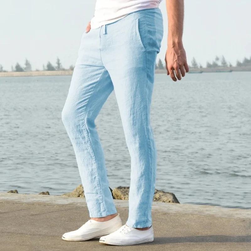 Ernesto | Pantalón de Lino Hombre Pierna Recta Cintura Elástica