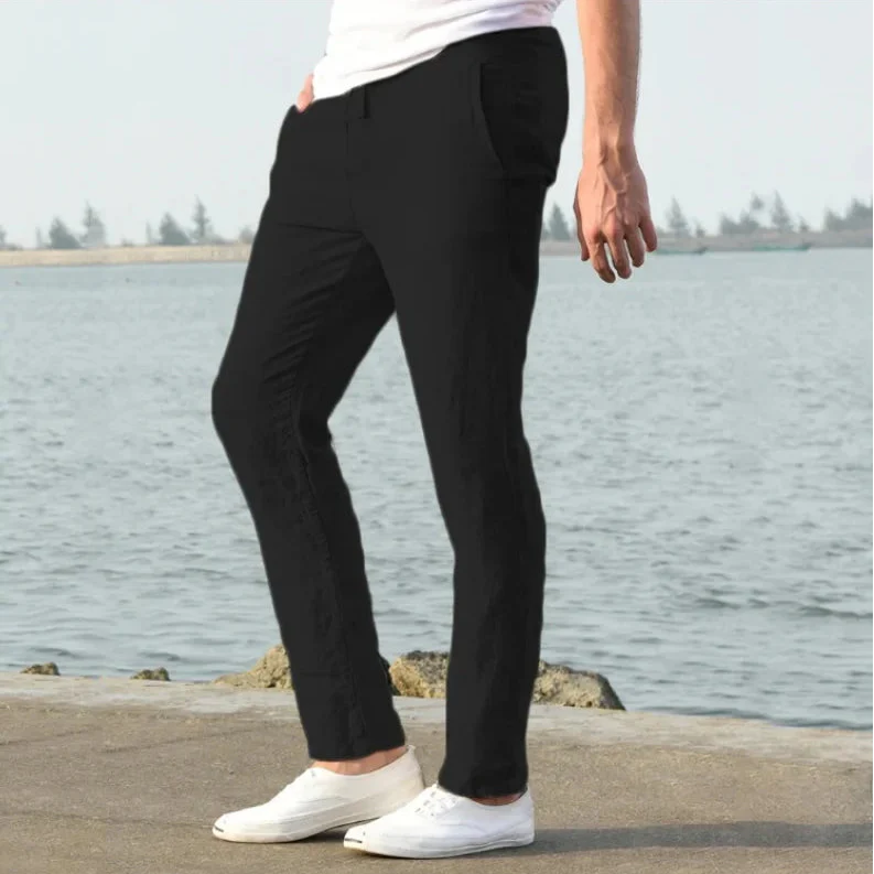 Ernesto | Pantalón de Lino Hombre Pierna Recta Cintura Elástica