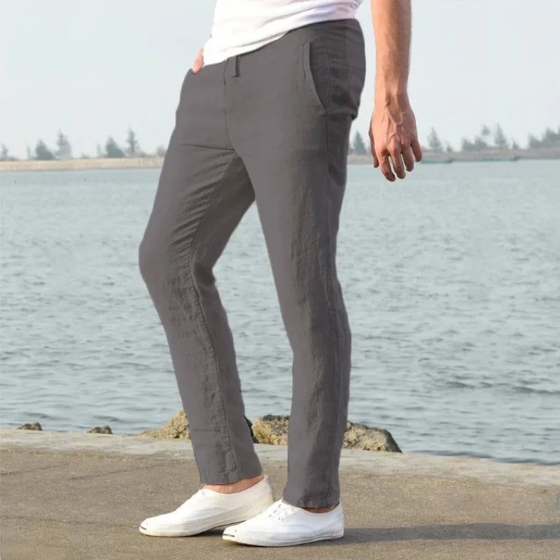 Ernesto | Pantalón de Lino Hombre Pierna Recta Cintura Elástica