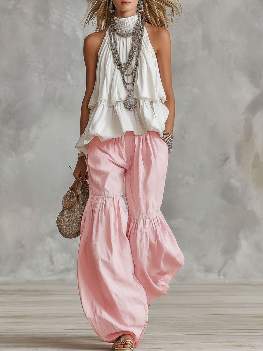 Esperanza | Conjunto Top Cuello Alto y Pantalón Palazzo Mujer