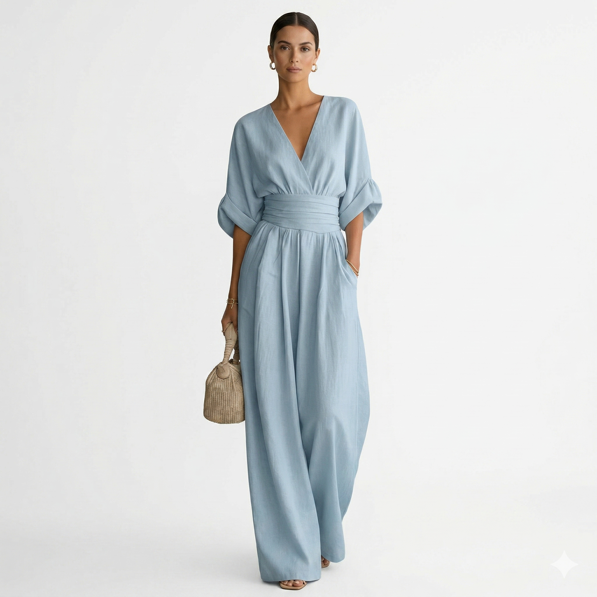 Esperanza | Mono Largo Elegante Mujer Escote V Cinturón