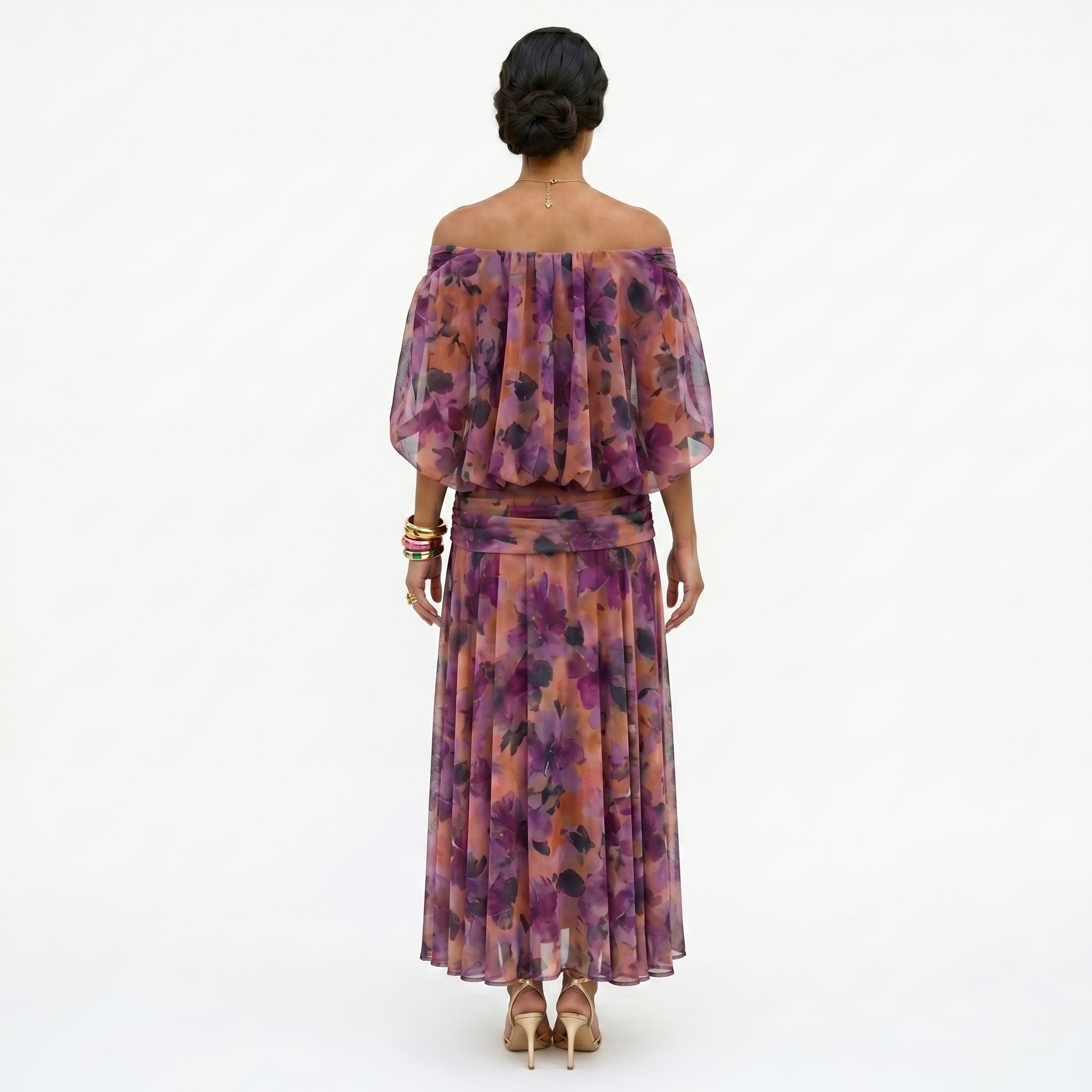 Esperanza | Vestido de Madrina Drapeado Mujer Hombros Descubiertos
