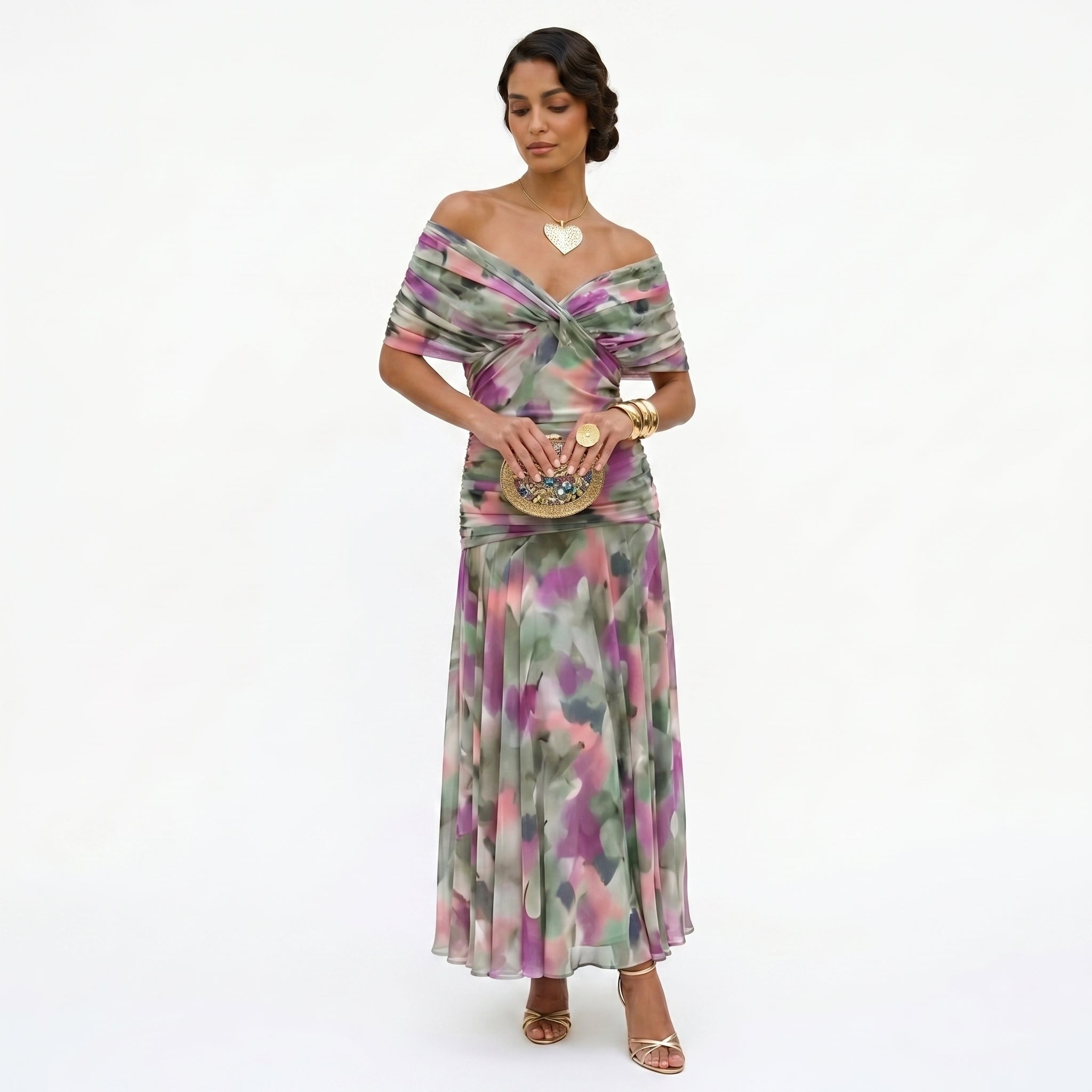 Esperanza | Vestido de Madrina Drapeado Mujer Hombros Descubiertos
