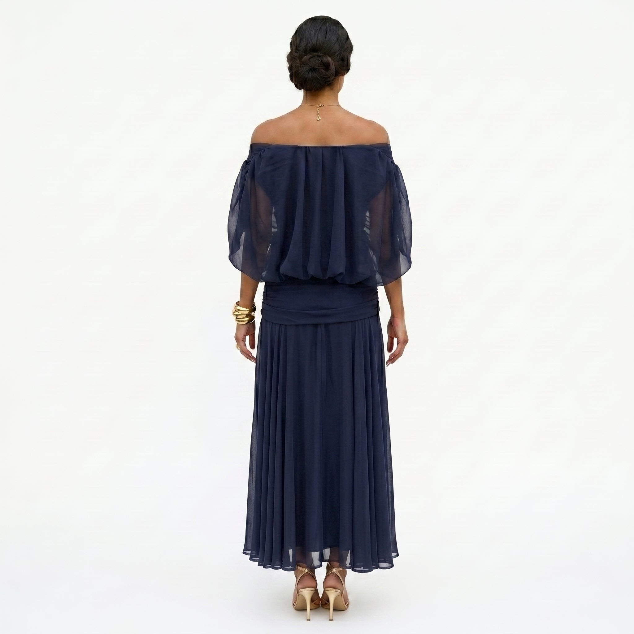 Esperanza | Vestido de Madrina Drapeado Mujer Hombros Descubiertos