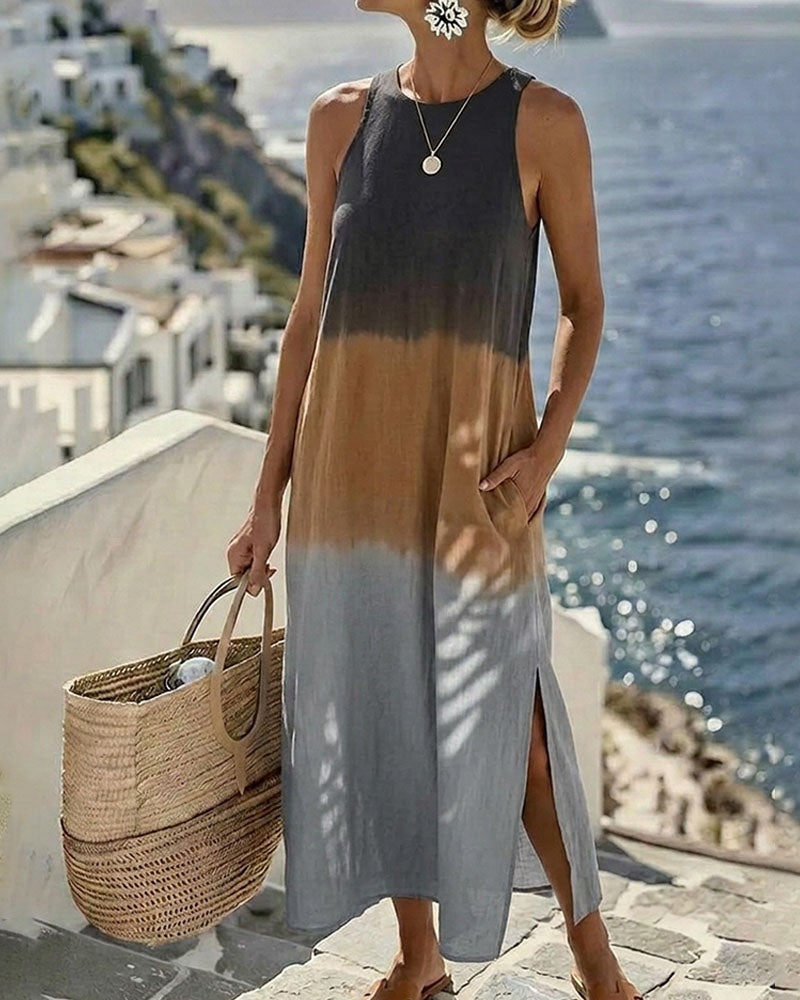Esperanza | Vestido Largo Degradado Mujer Sin Mangas Abertura Lateral