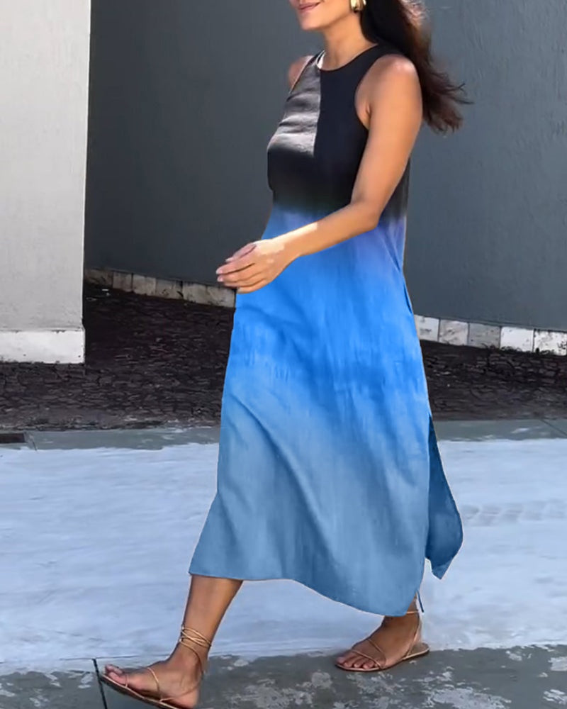 Esperanza | Vestido Largo Degradado Mujer Sin Mangas Abertura Lateral