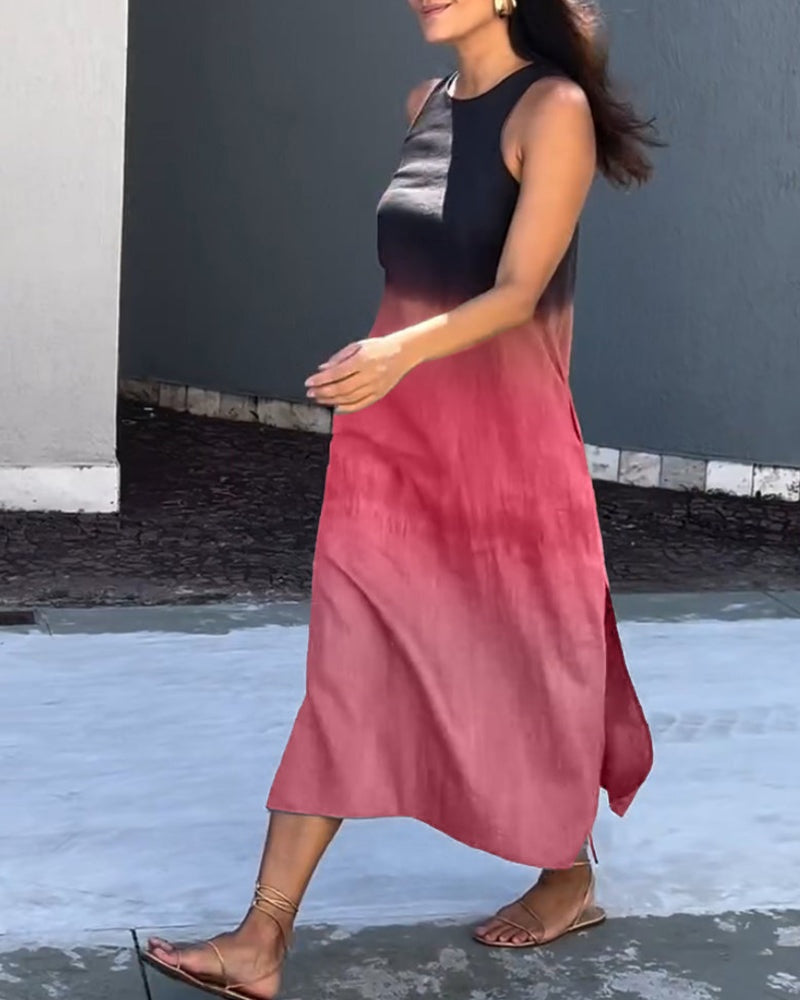Esperanza | Vestido Largo Degradado Mujer Sin Mangas Abertura Lateral