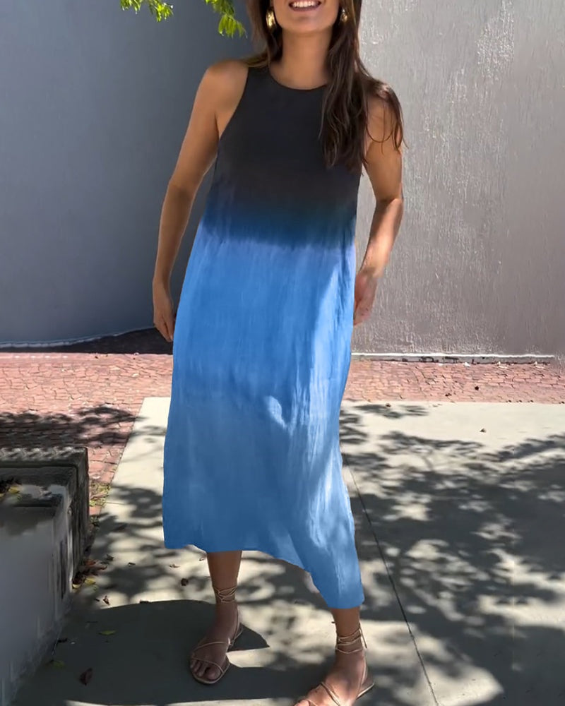 Esperanza | Vestido Largo Degradado Mujer Sin Mangas Abertura Lateral
