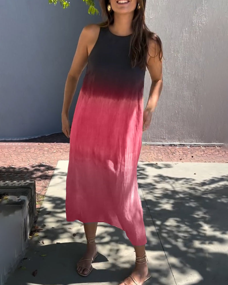 Esperanza | Vestido Largo Degradado Mujer Sin Mangas Abertura Lateral