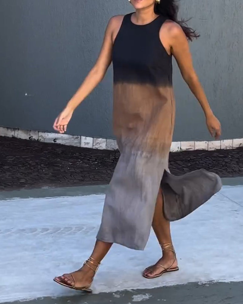 Esperanza | Vestido Largo Degradado Mujer Sin Mangas Abertura Lateral