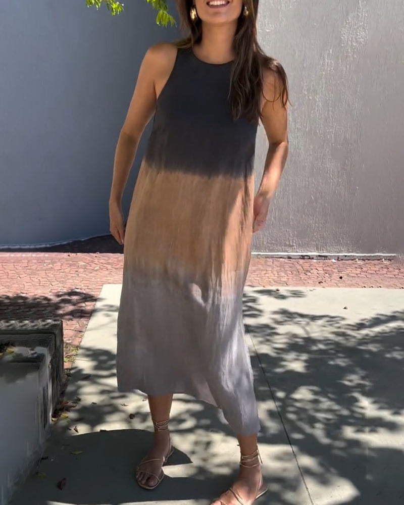 Esperanza | Vestido Largo Degradado Mujer Sin Mangas Abertura Lateral