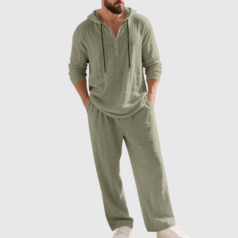 Esteban | Conjunto de Lino con Capucha Hombre Deportivo