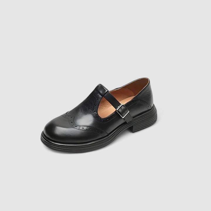 Esther | Mary Jane Shoes Brogue de Piel Mujer Tira en T
