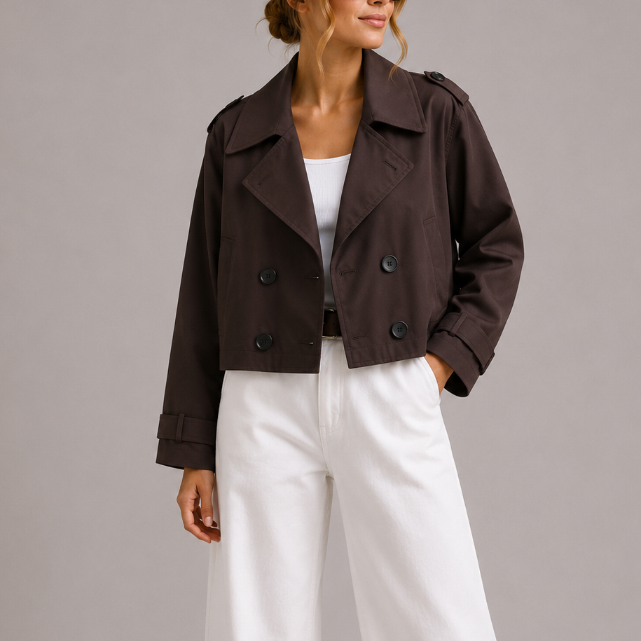 Esther | Trench Coat Corto Mujer Doble Botonadura Solapas
