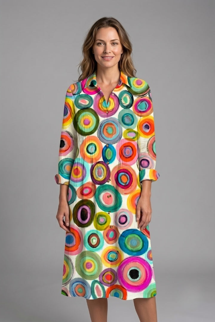Fátima | Vestido Camisero Floral Mujer Manga Larga Botones