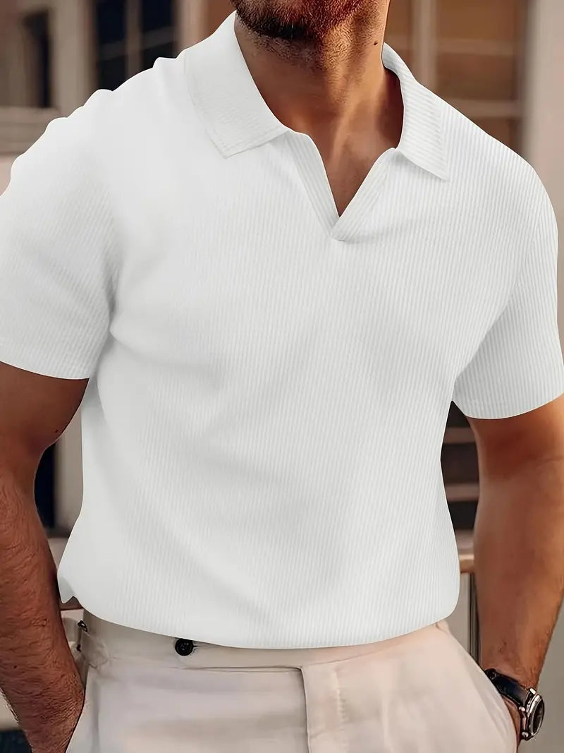 Felipe | Polo de Manga Corta Sin Botones Hombre Cuello Abierto