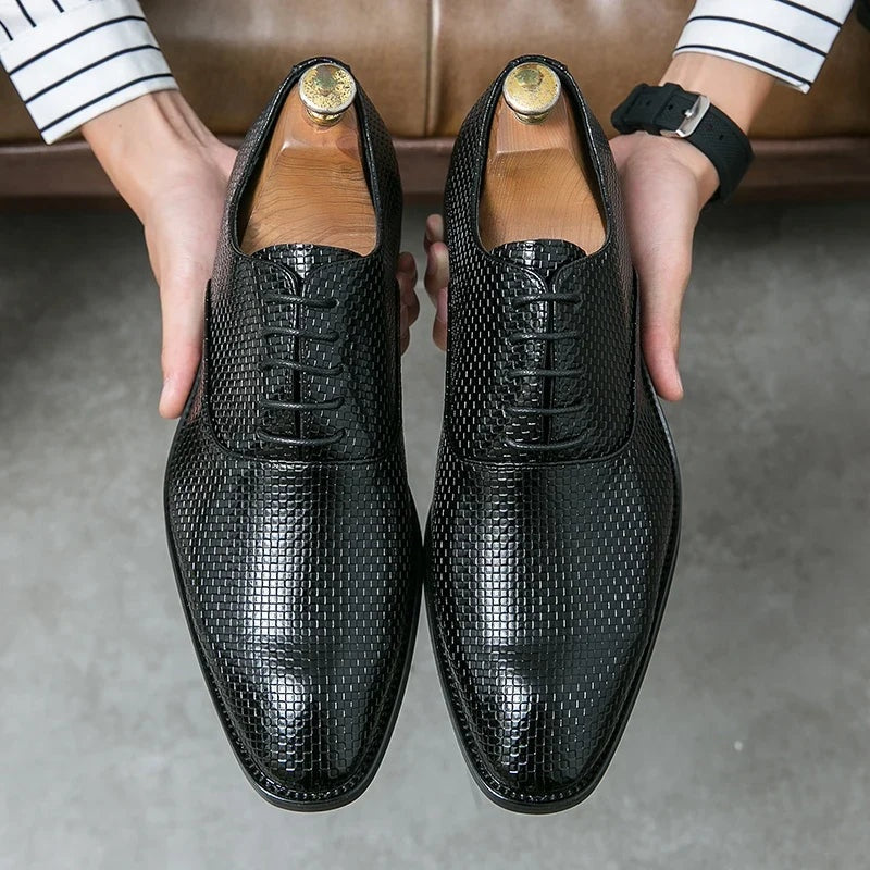 Felipe | Zapatos Oxford de Cuero Hombre Texturizados Cordones