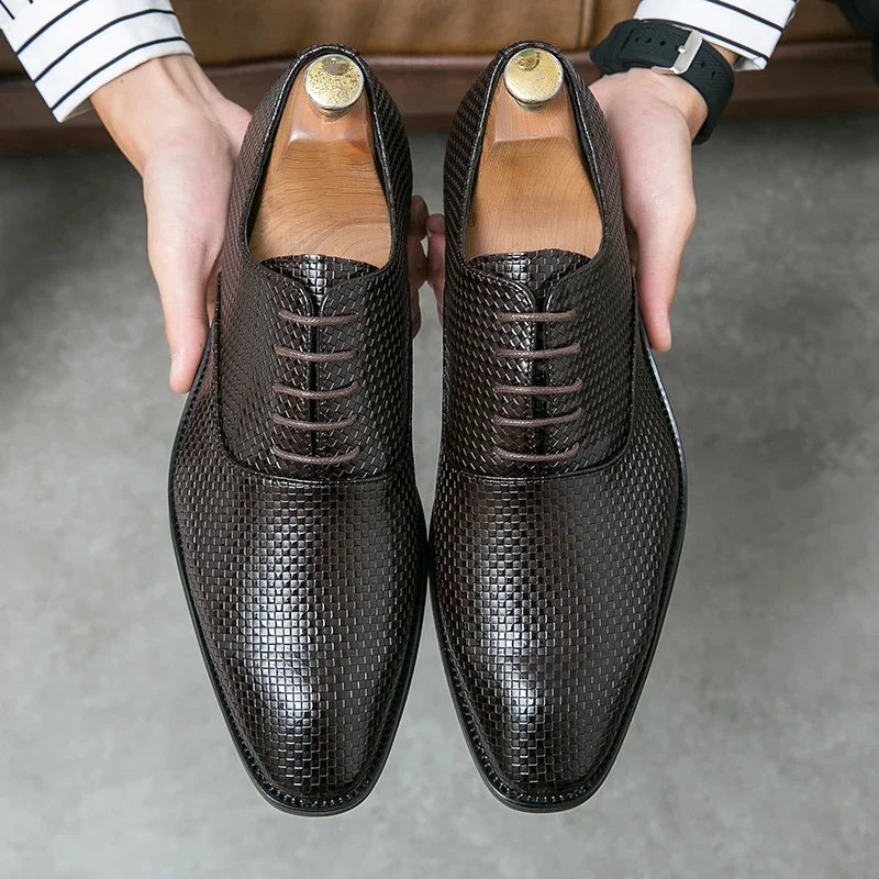 Felipe | Zapatos Oxford de Cuero Hombre Texturizados Cordones