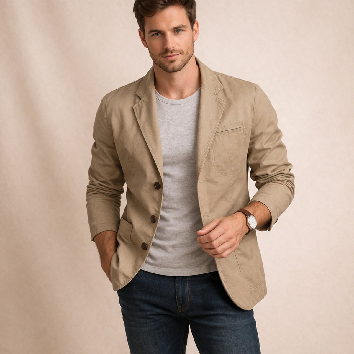 Fernando | Blazer de Algodón Casual Hombre Botonadura Bolsillos