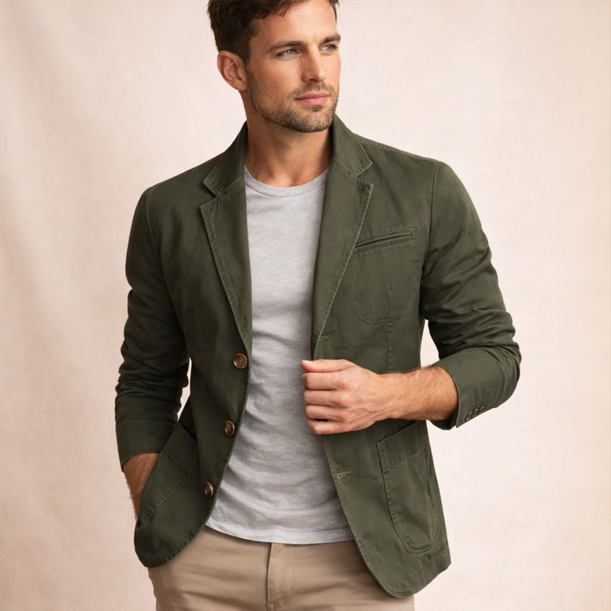 Fernando | Blazer de Algodón Casual Hombre Botonadura Bolsillos