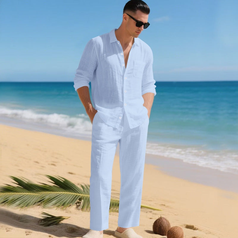 Fernando | Conjunto de Lino Manga Larga Hombre Camisa y Pantalón