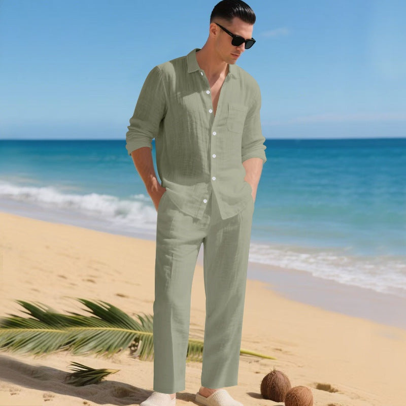 Fernando | Conjunto de Lino Manga Larga Hombre Camisa y Pantalón