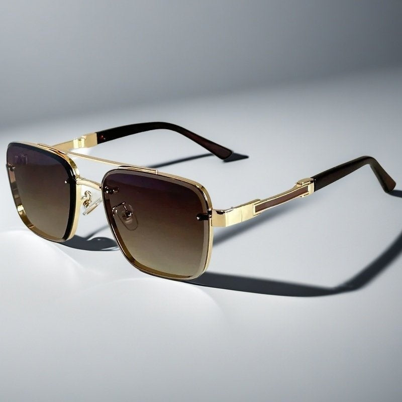 Gafas de Sol Aviador Cuadradas Marco Dorado Mujer Lentes Degradados
