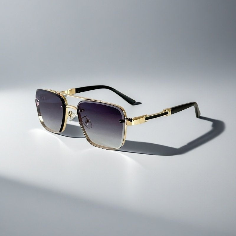 Gafas de Sol Aviador Cuadradas Marco Dorado Mujer Lentes Degradados