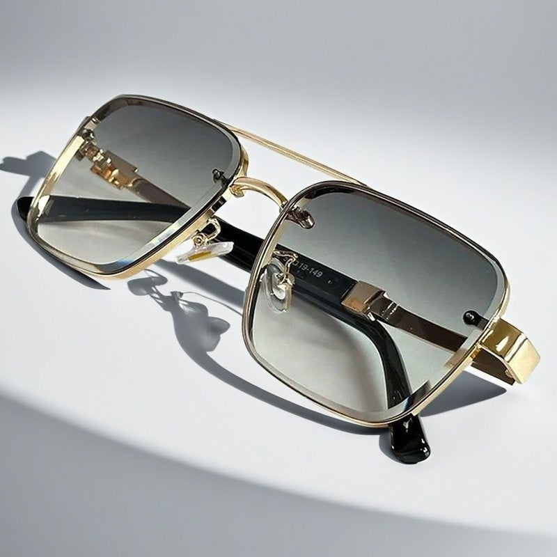 Gafas de Sol Aviador Cuadradas Marco Dorado Mujer Lentes Degradados