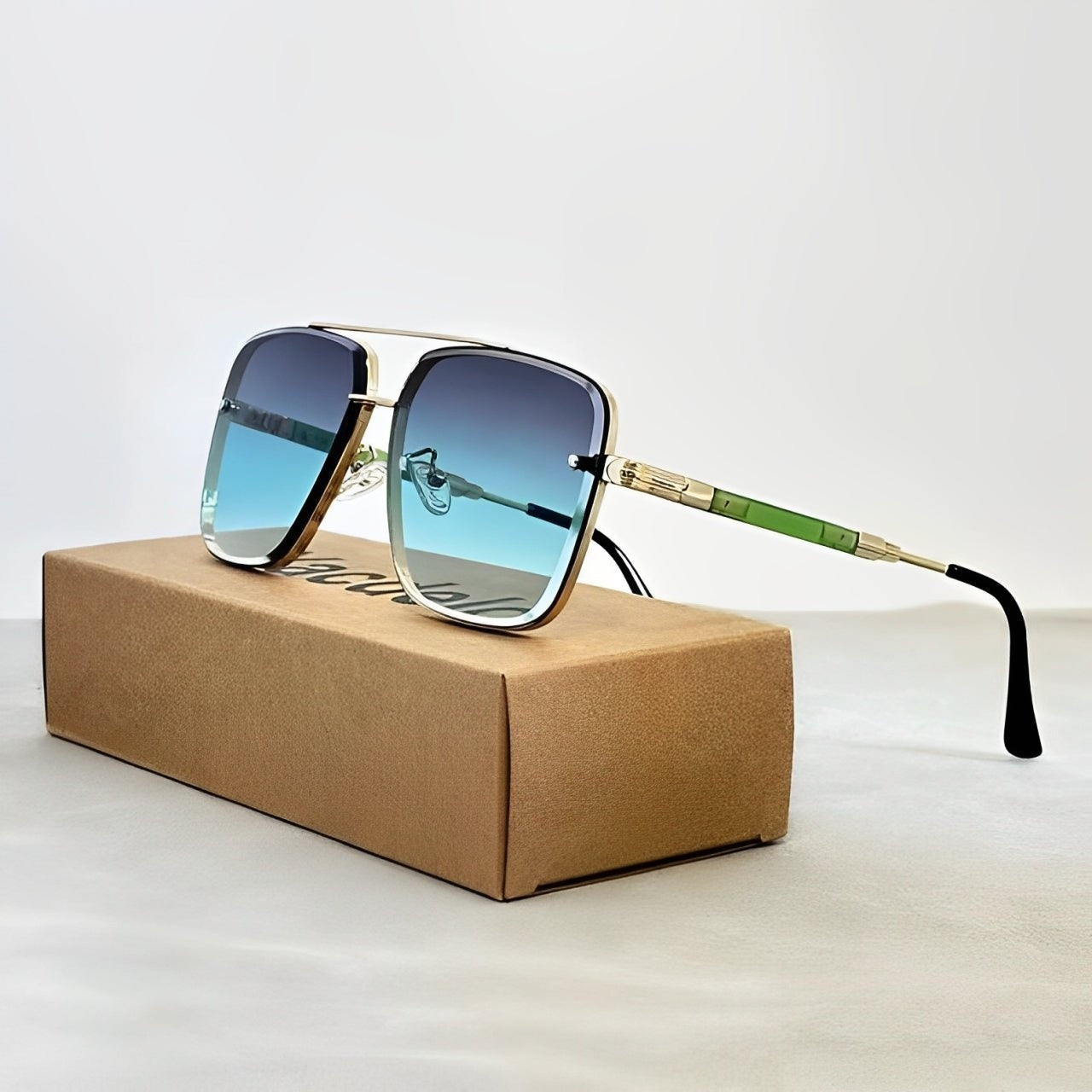 Gafas de Sol Aviador Marco Dorado Hombre Lentes Gradiente