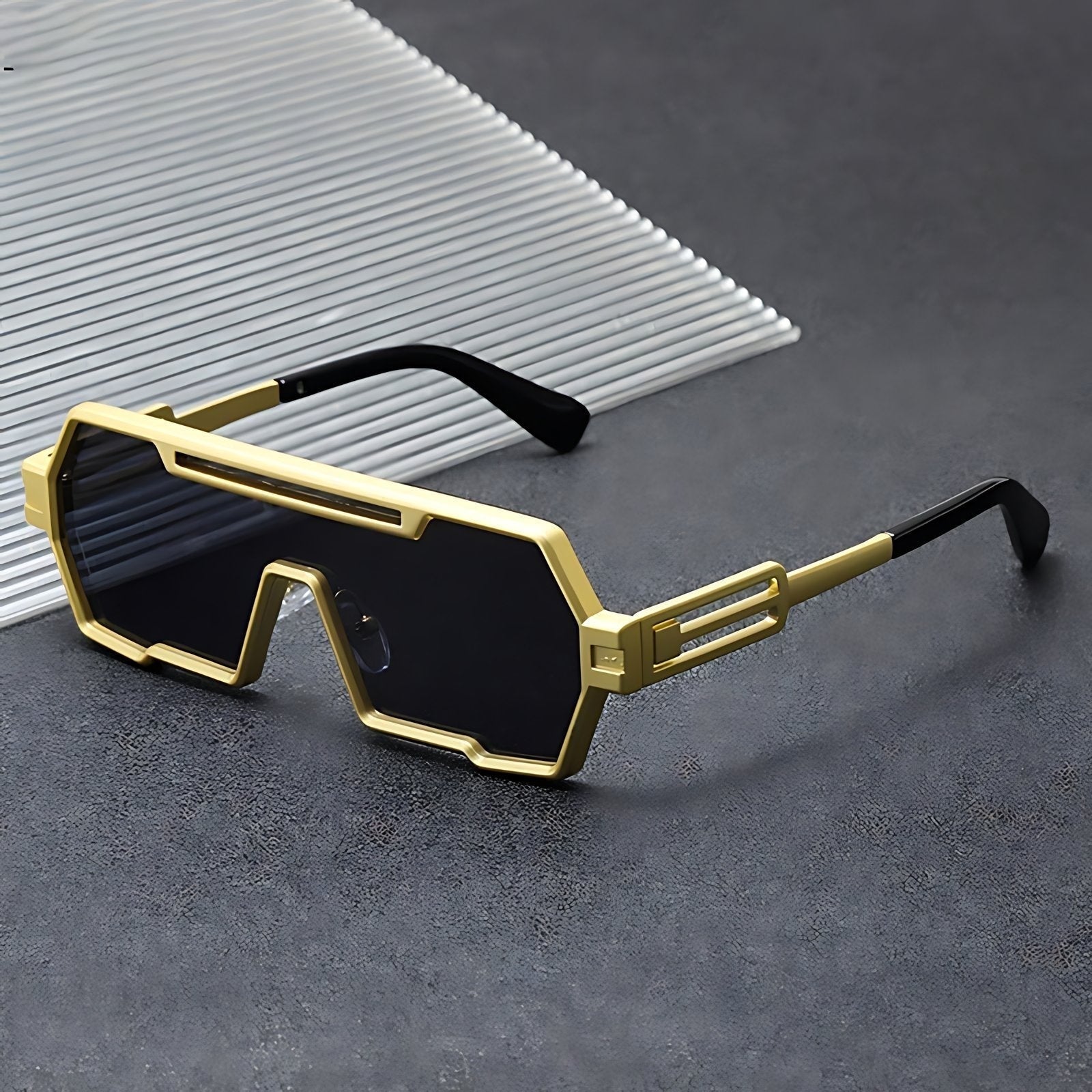 Gafas de Sol Cuadradas Steampunk Hombre Marco Metal