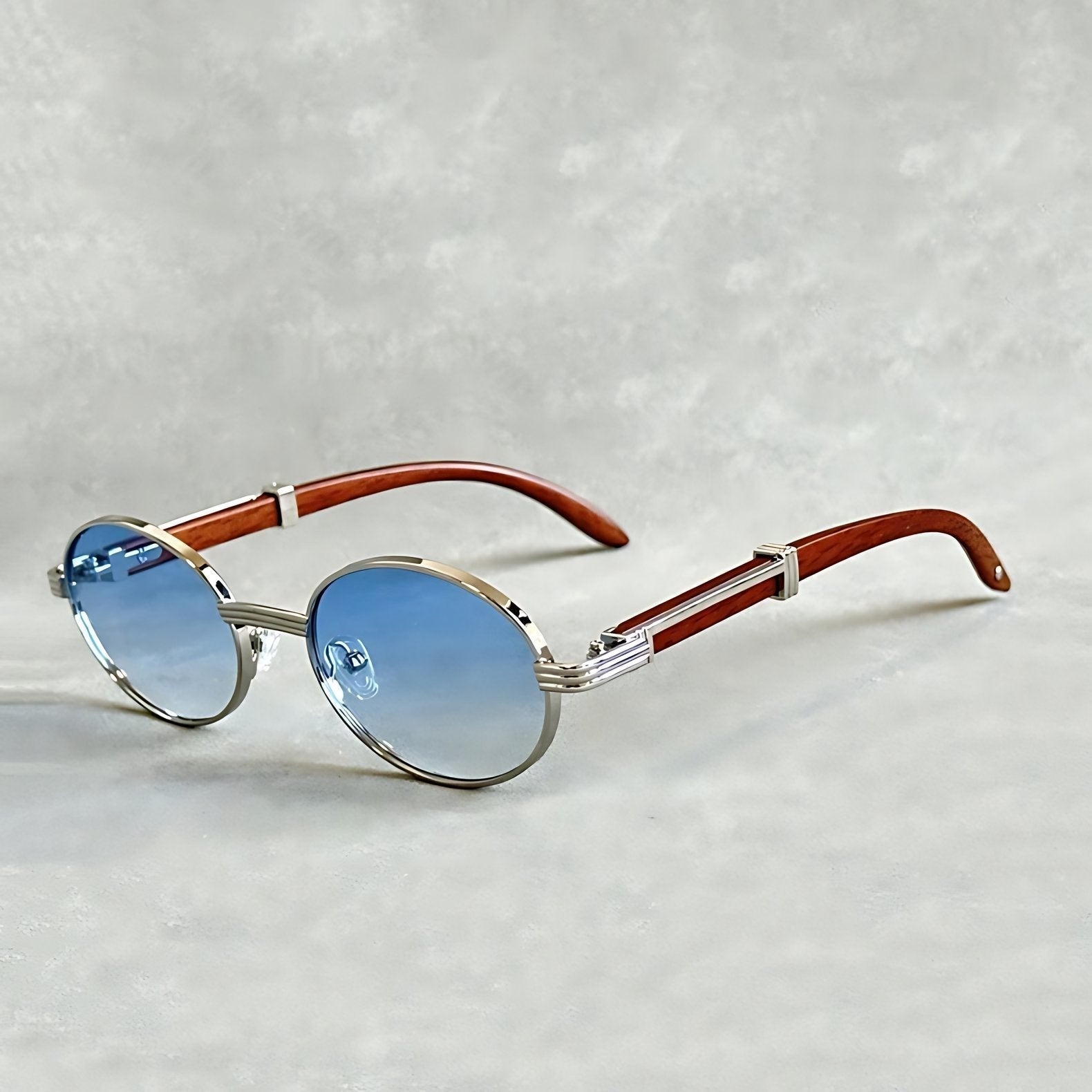 Gafas de Sol Redondas Mujer Montura Dorada Patillas Madera